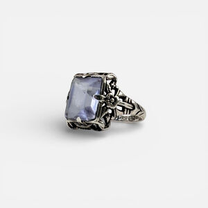 Vintage Uncas Sterling Silver Art Nouveau Style Floral Statement Ring Size 7